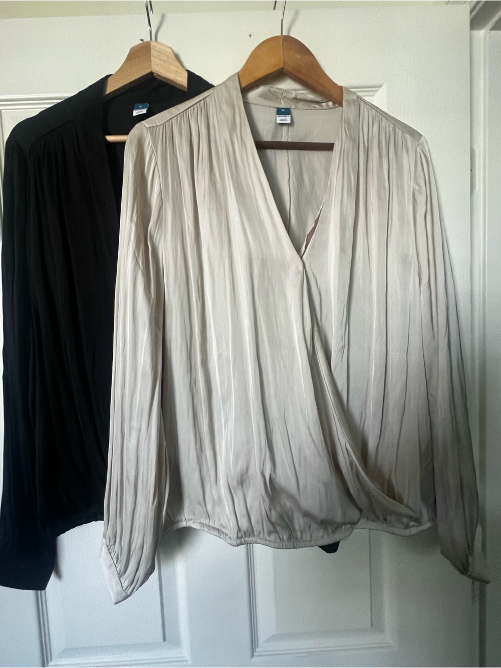 Old Navy Taupe V-Neck Draped Blouse